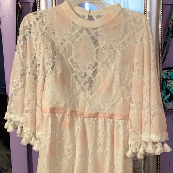 Other - White and Baby Pink Lace Romper